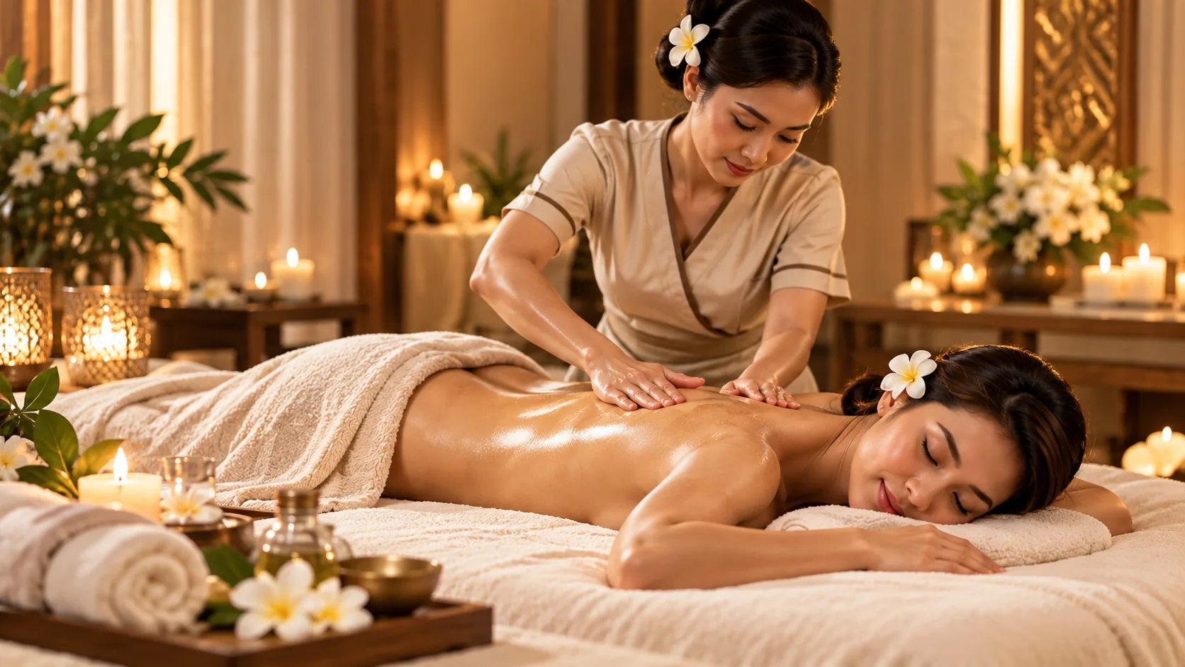 Restful massage wellness scene
